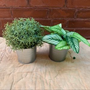 2 IKEA Plant Pots withGalvanized Socker Buckets